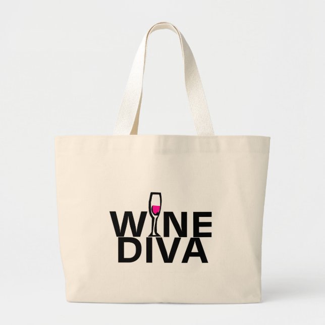 Wine Diva Large Tote Bag (Front)
