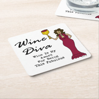 Wine Diva "Wine Is My Award For Being Fabulous" Square Paper Coaster