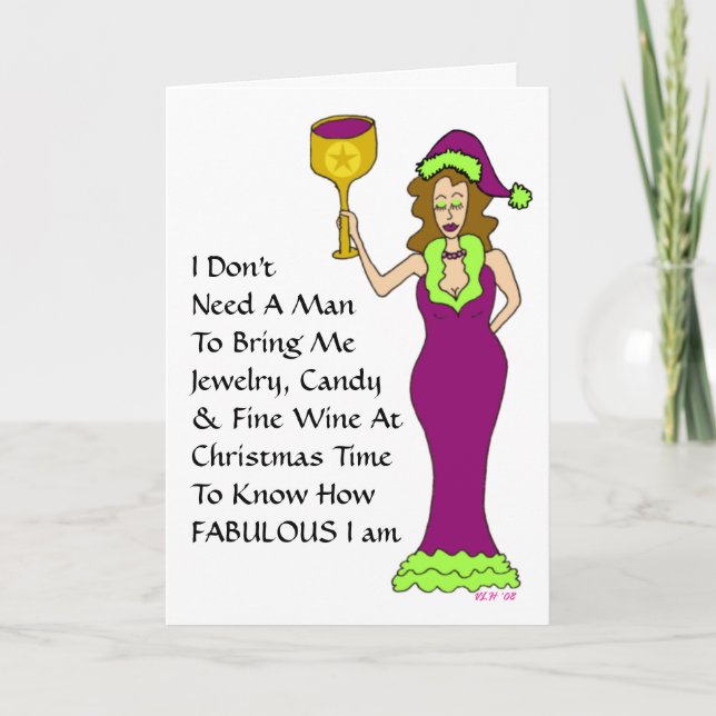 Wine Diva's "Just The Wine" Fabulous Christmas Holiday Card (Front)