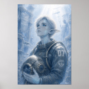 Wine / Diver / Ocean Poster