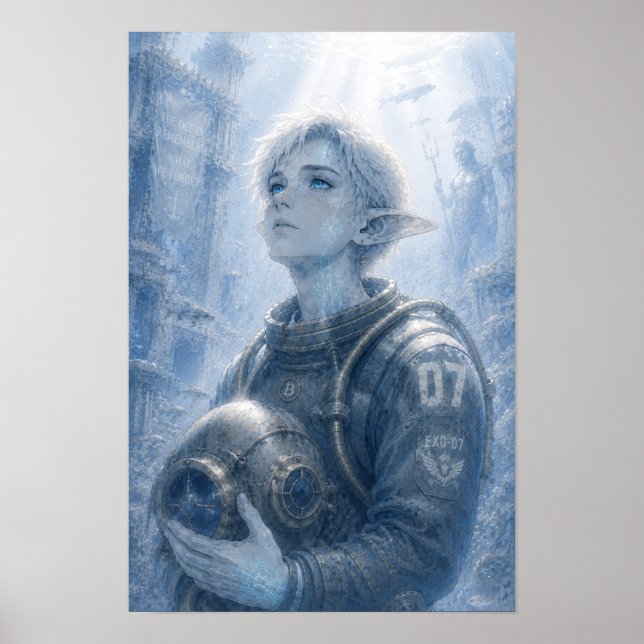 Wine / Diver / Ocean Poster (Front)