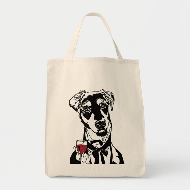 Wine dog  tote bag (Front)