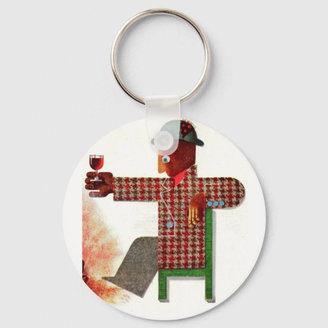 wine drinker AKA oenophile Key Ring (Front)