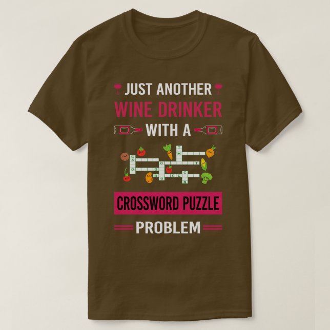 Wine Drinker Crossword Puzzles T-Shirt (Design Front)