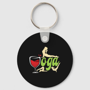Wine Drinker Wine Yoga Yogis Funny Wine Yoga Key Ring