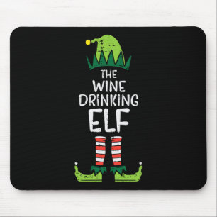 Wine Drinking Elf Xmas Christmas For Family Mom Mouse Mat