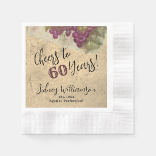 Wine Elegant 60th Birthday Cheers to 60 Years Napkin