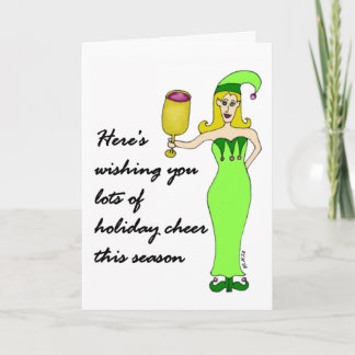 Wine Elf Holiday Cheer Greeting Card