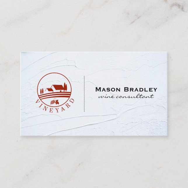 Wine Expert | Glass and Bottle | Vineyard Business Card (Front)