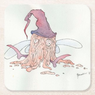 Wine fairy square paper coaster