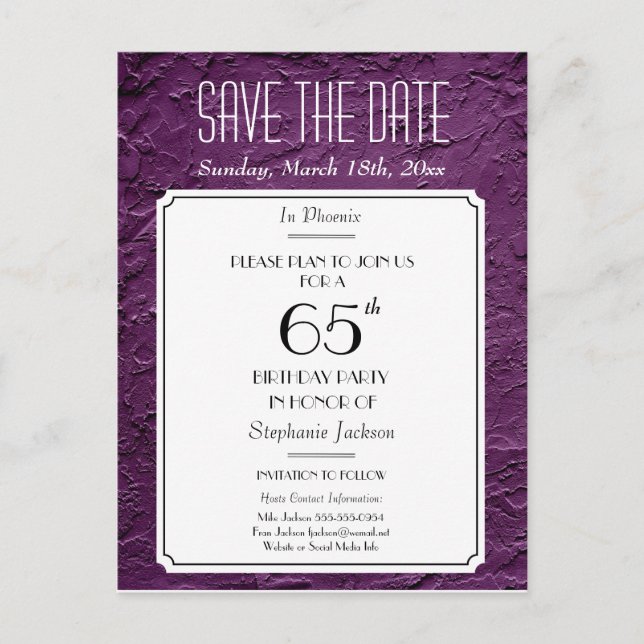 Wine Faux Textured Party or Reunion Save the Date Announcement Postcard (Front)