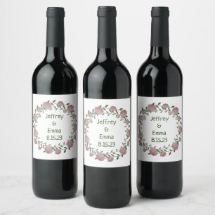 Wine Favor Personalized Flowers Stamp Label
