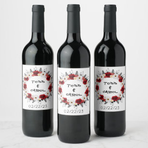 Wine Favor Personalized Flowers Stamp Label