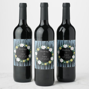 Wine Favor Personalized Flowers Stamp Label