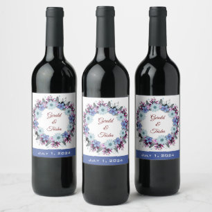 Wine Favor Personalized Flowers Stamp Label
