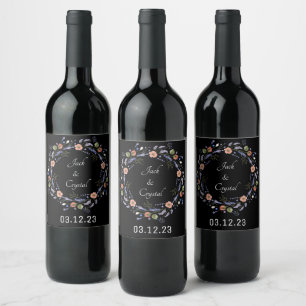 Wine Favor Personalized Flowers Stamp Label