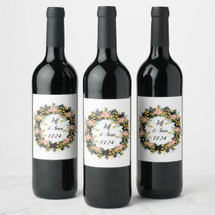 Wine Favor Personalized Flowers Stamp Label