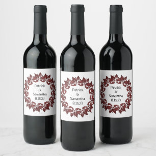 Wine Favor Personalized Flowers Stamp Wine Label