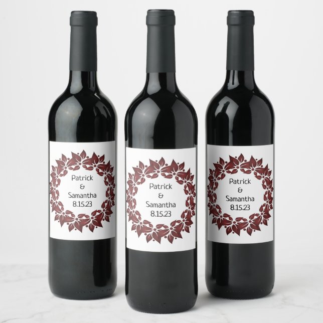 Wine Favor Personalized Flowers Stamp Wine Label (Bottles)