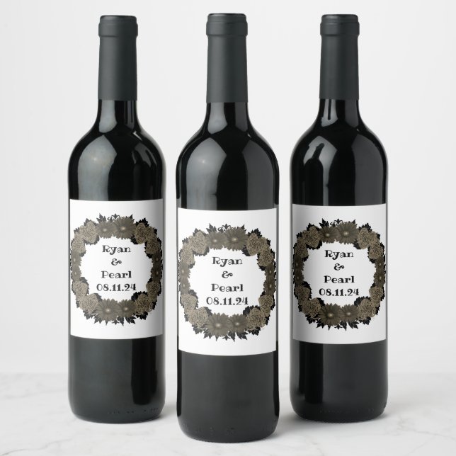 Wine Favor Personalized Flowers Stamp Wine Label (Bottles)