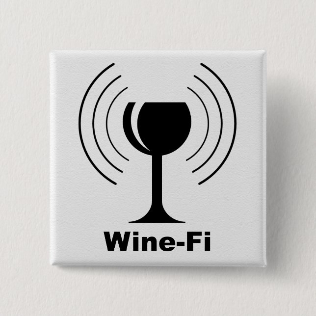 Wine-Fi Waves Black Wine Glass 15 Cm Square Badge (Front)