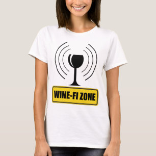 Wine-Fi Zone Funny Wine Glass WiFi Waves T-Shirt