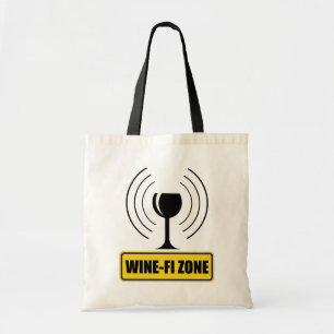 Wine-Fi Zone Funny Wine Glass WiFi Waves Tote Bag