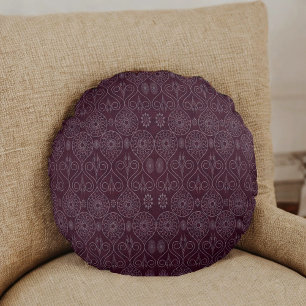 Wine fibrous textile octopus seeds patterned round cushion