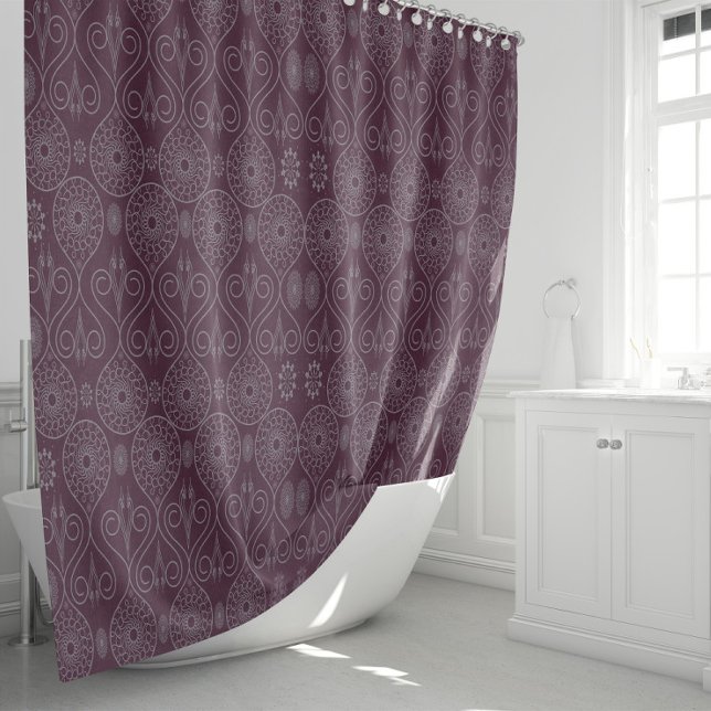 Wine fibrous textile octopus seeds patterned shower curtain (Creator Uploaded)