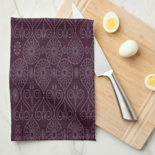 Wine fibrous textile octopus seeds patterned tea towel