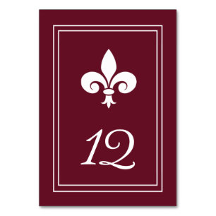 Wine Fleur de Lis Table Number Card
