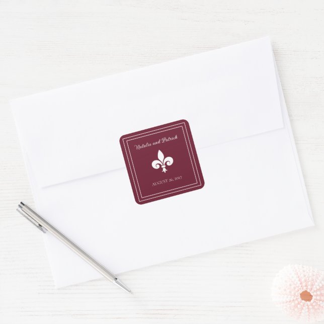 Wine Fleur de Lis Wedding Stickers (Envelope)