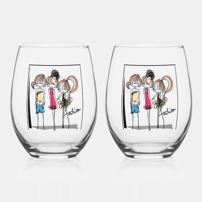 Wine Flies When You’re Having Fun Wine Glass Set (Front)