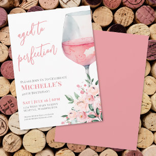 Wine Floral 40th Birthday Party Invitation