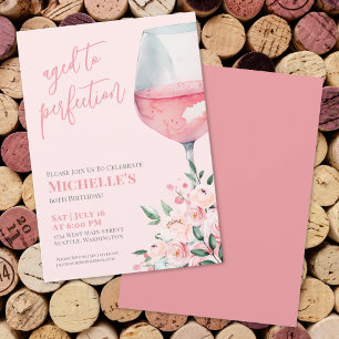 Wine Floral 60th Birthday Party Invitation