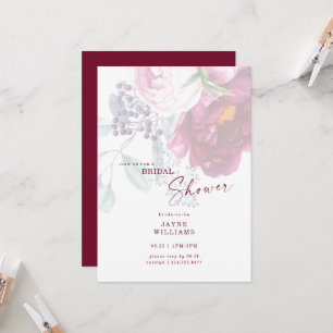 Wine Floral Elegant Bridal Shower  Invitation