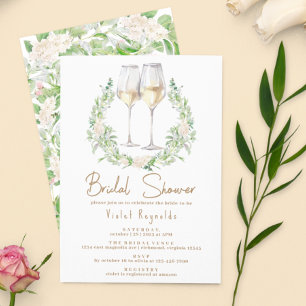 Wine & Floral Greenery   Cute Modern Bridal Shower Invitation
