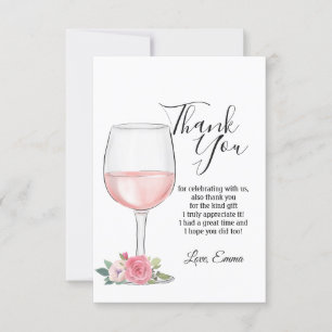 wine, floral, thank you card
