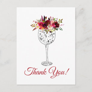 wine,  floral thank you card