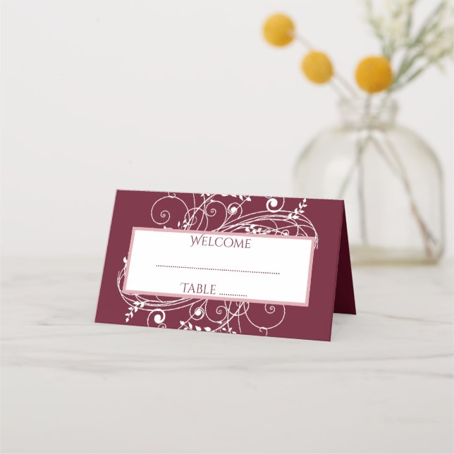 Wine Flourish Reception Place Card (Front)