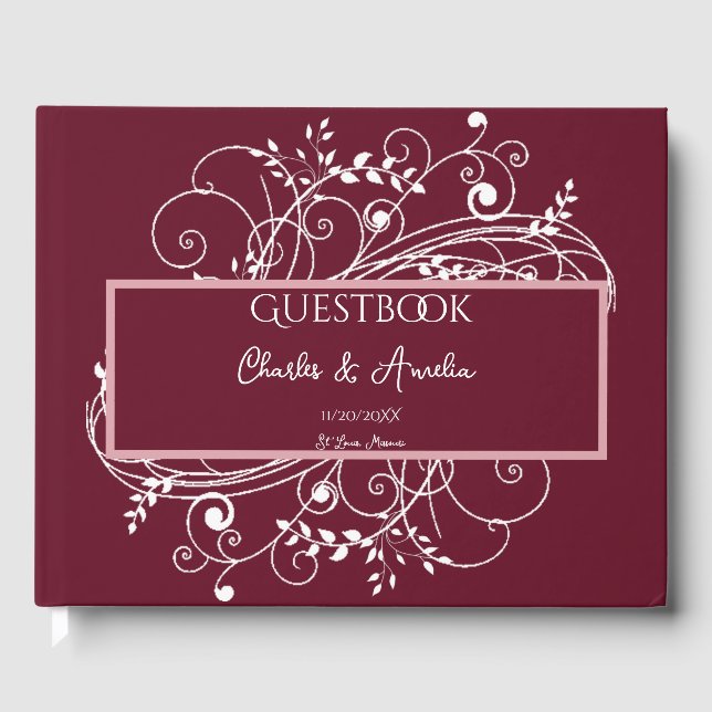 Wine Flourish Wedding Guest Book (Front)
