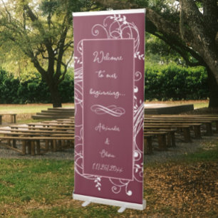 Wine Flourish Wedding Retractable Banner