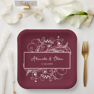 Wine Flourish Wedding Shower Paper Plates