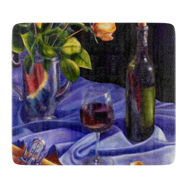 Wine, Flowers and Elegance Cutting Board (Front)