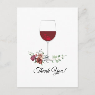 wine, flowers thank you card