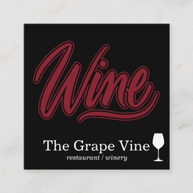 Wine Font and Wine Glass Square Business Card (Front)