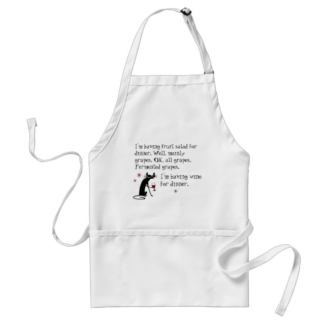 Wine for Dinner Funny Wine Quote with Cat Standard Apron (Front)