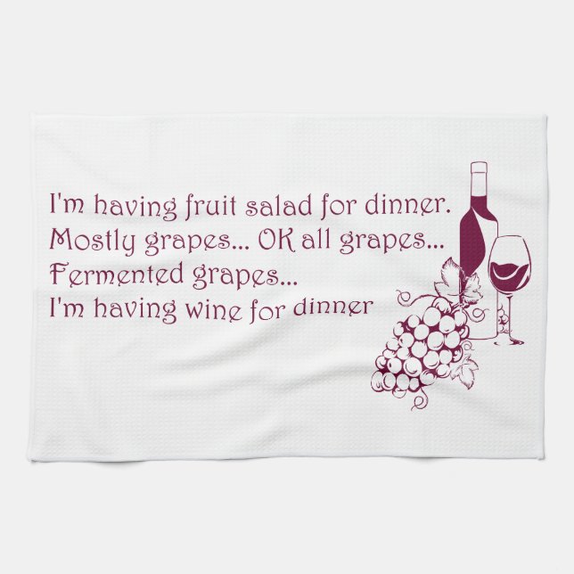 Wine for dinner tea towel (Horizontal)