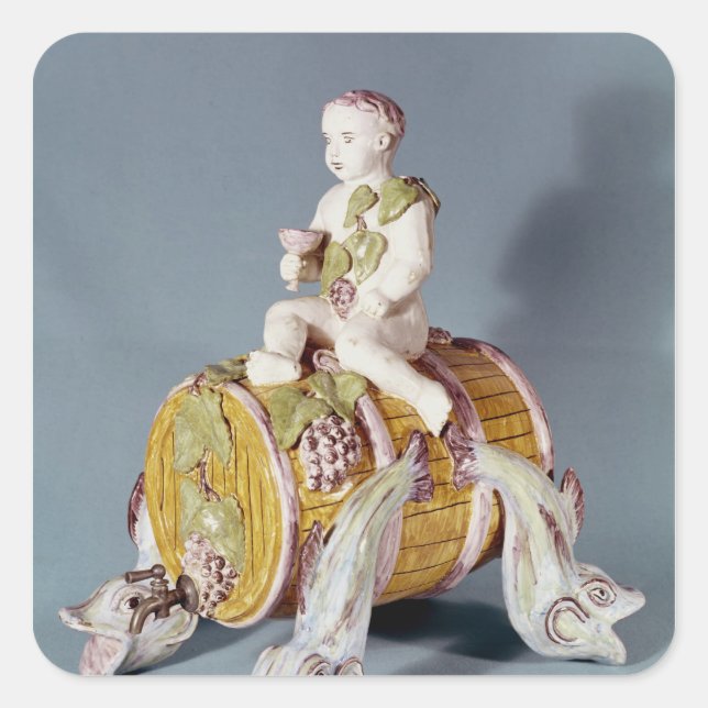 Wine fountain in the shape square sticker (Front)