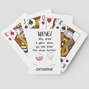 Wine Funny Words Saying Name Personalised Playing Cards